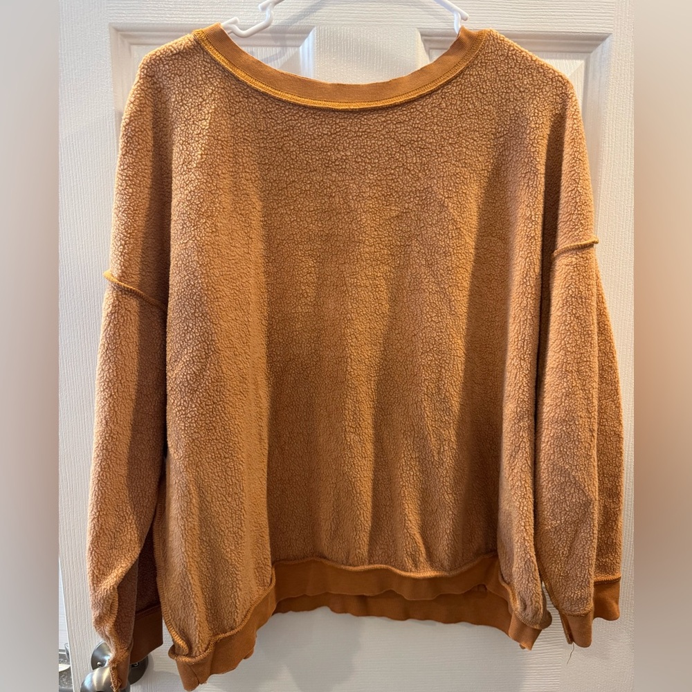 Free People Warm Brown Crew Neck Sweater